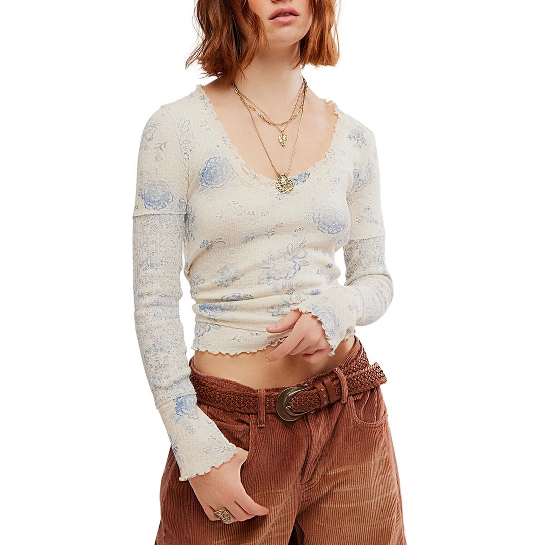 Free People We the Free Clover Printed Thermal Tee MSRP $68