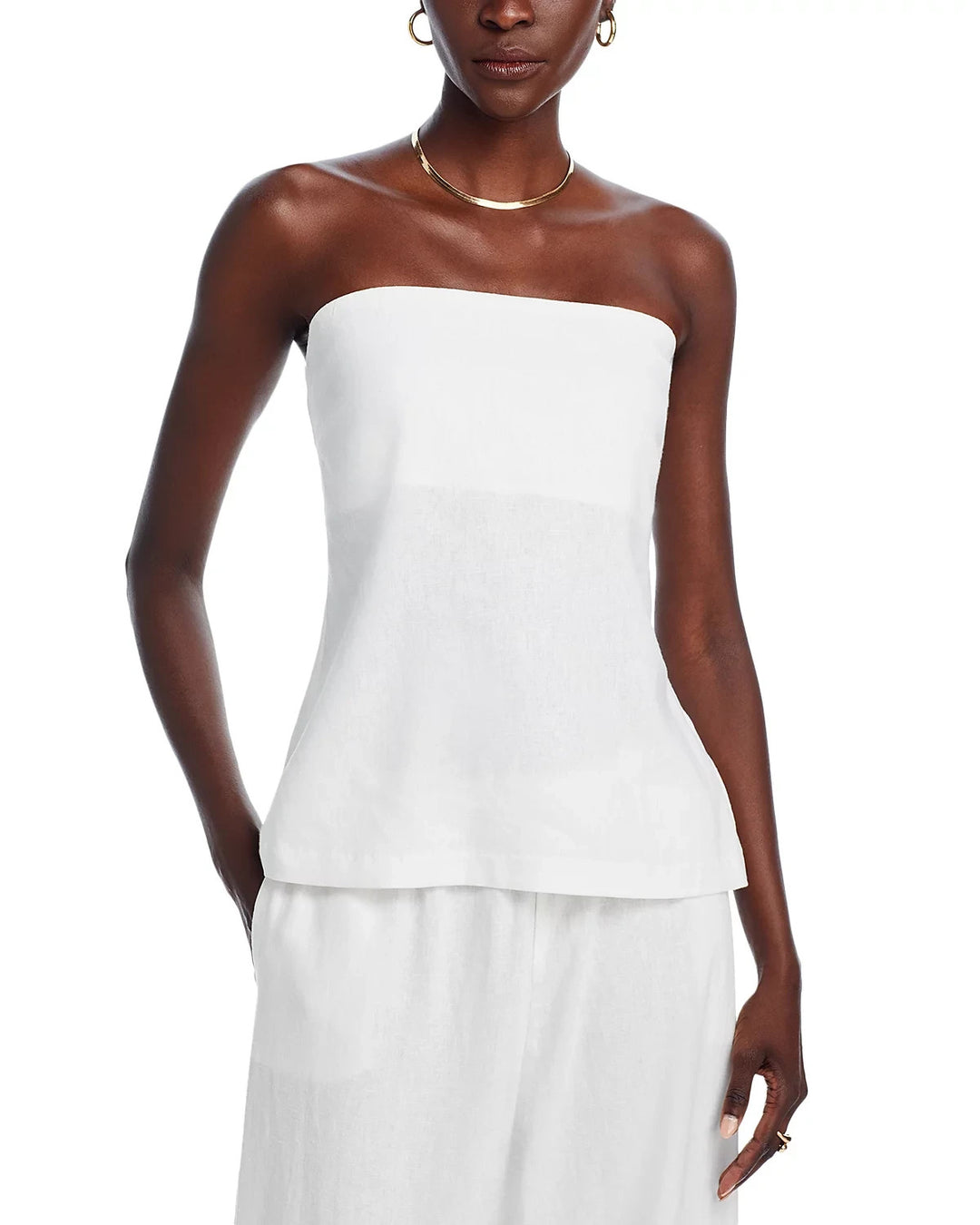 WAYF Carmela Strapless Linen Blend Top MSRP $59