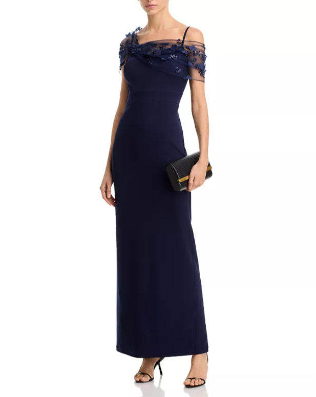 Eliza J Beaded Twist Overlay Gown MSRP $248