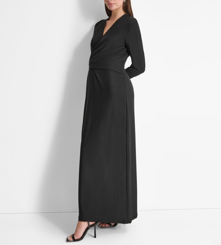 Dkny Women's Draped Metallic-Threaded Evening Gown MSRP $199