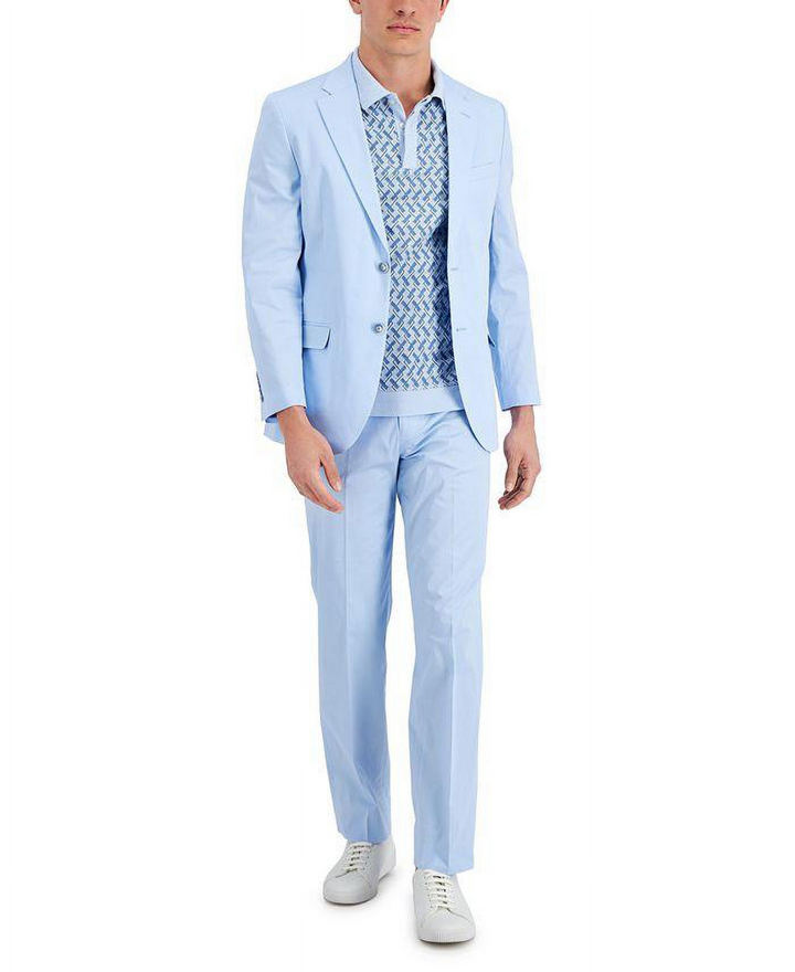 Nautica Men's Modern-Fit Seasonal Cotton Stretch Suit MSRP $395