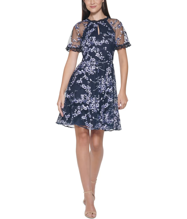 Kensie Floral-Embroidered A-line Dress MSRP $138