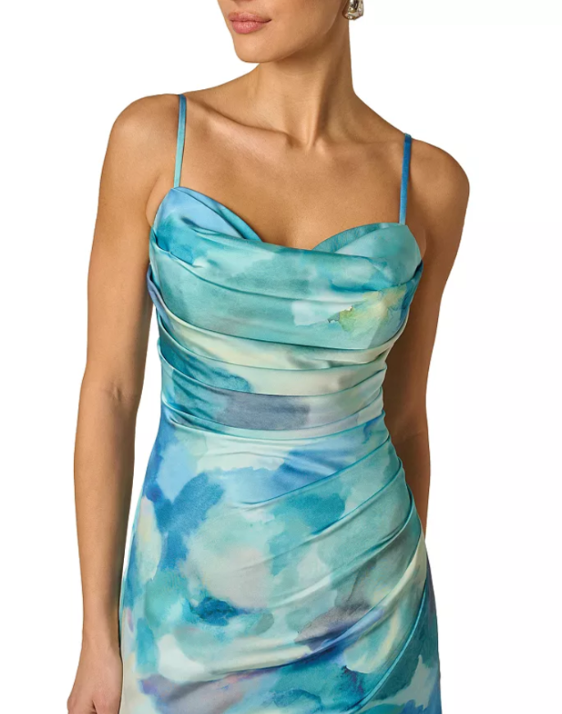 Adrianna By Adrianna Papell Sateen Column Dress MSRP $299
