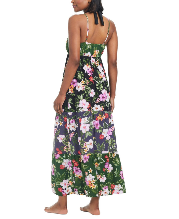 Bar III Floral-Print Tiered Cover-Up Dress MSRP $88