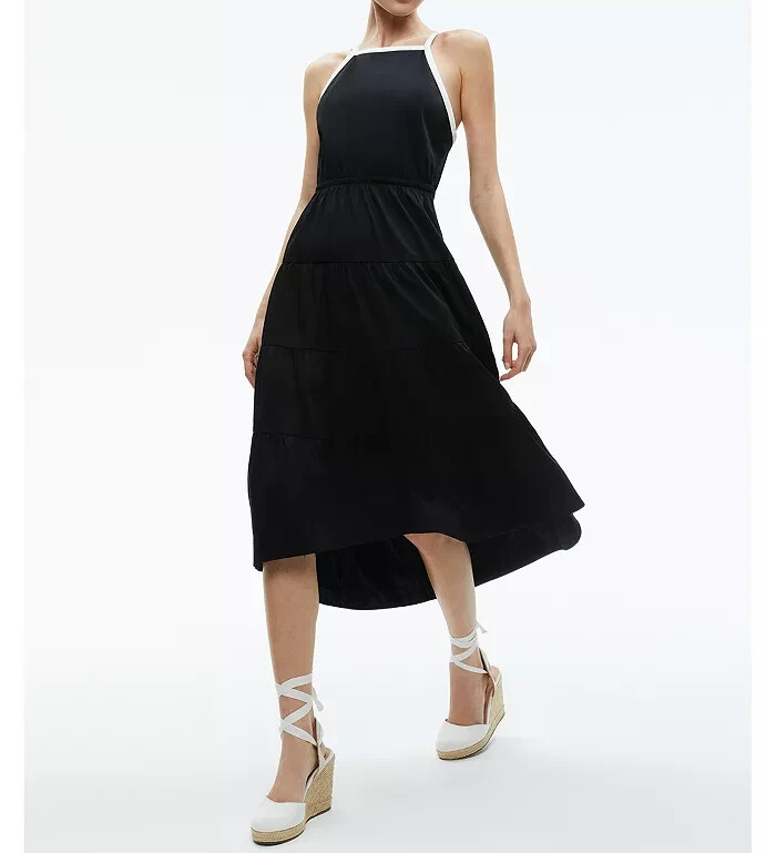 Alice and Olivia Hartley Gathered Midi Dress MSRP $396 Size 8