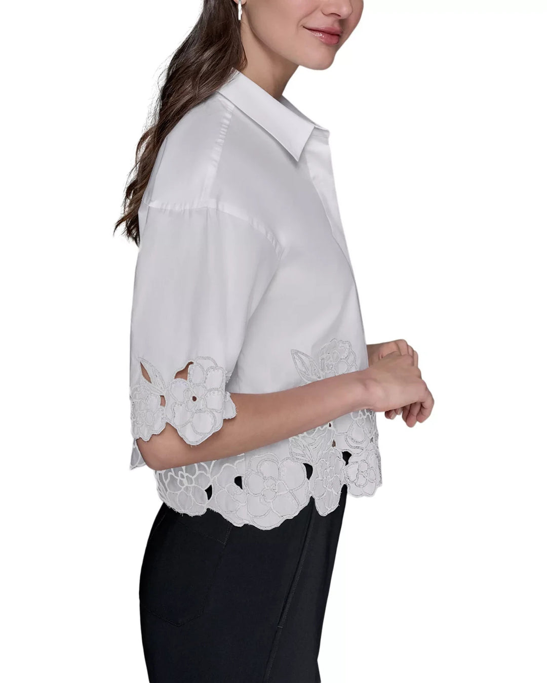 KARL LAGERFELD PARIS Floral Cutout Top MSRP $118