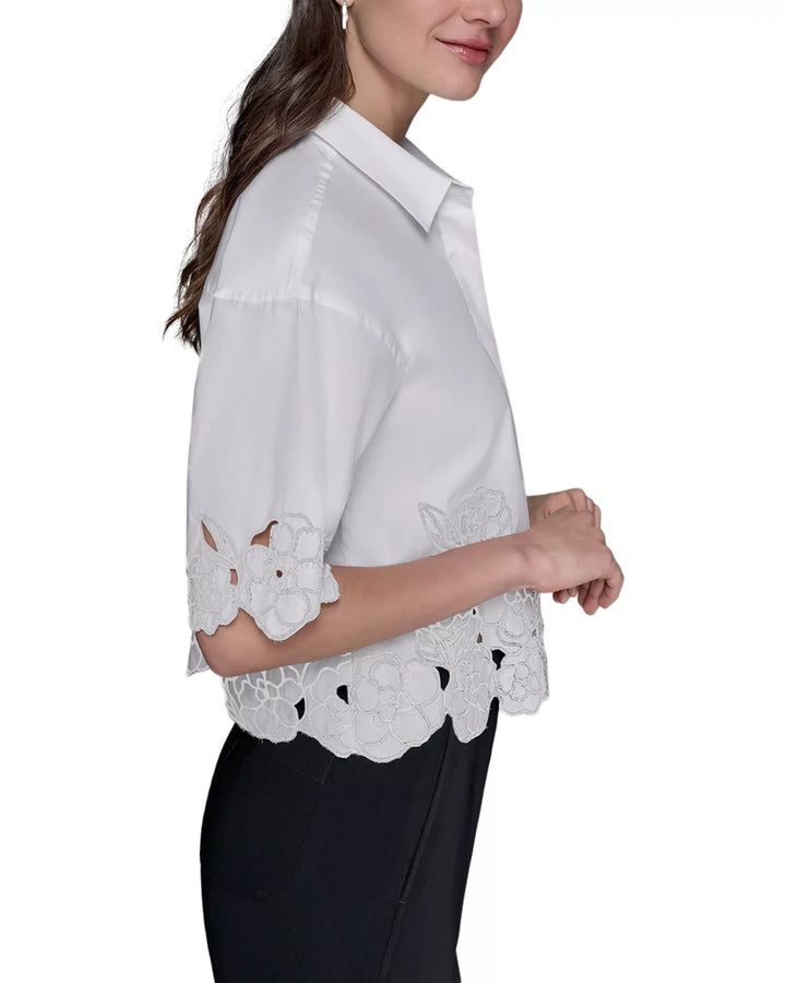KARL LAGERFELD PARIS Floral Cutout Top MSRP $118