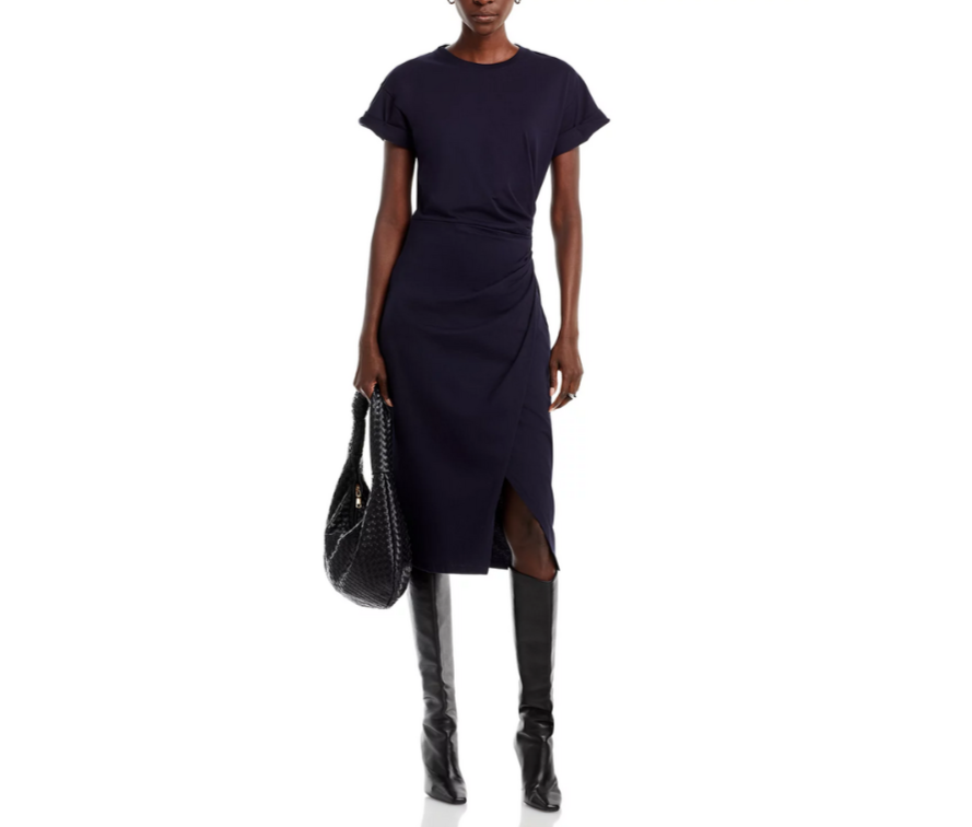 FRAME Faux Wrap Midi Dress MSRP $348