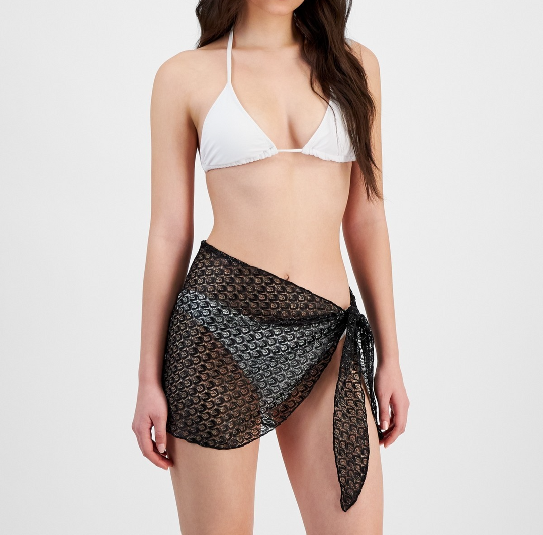 Miken Juniors' Metallic-Knit Cover-Up Sarong MSRP $28