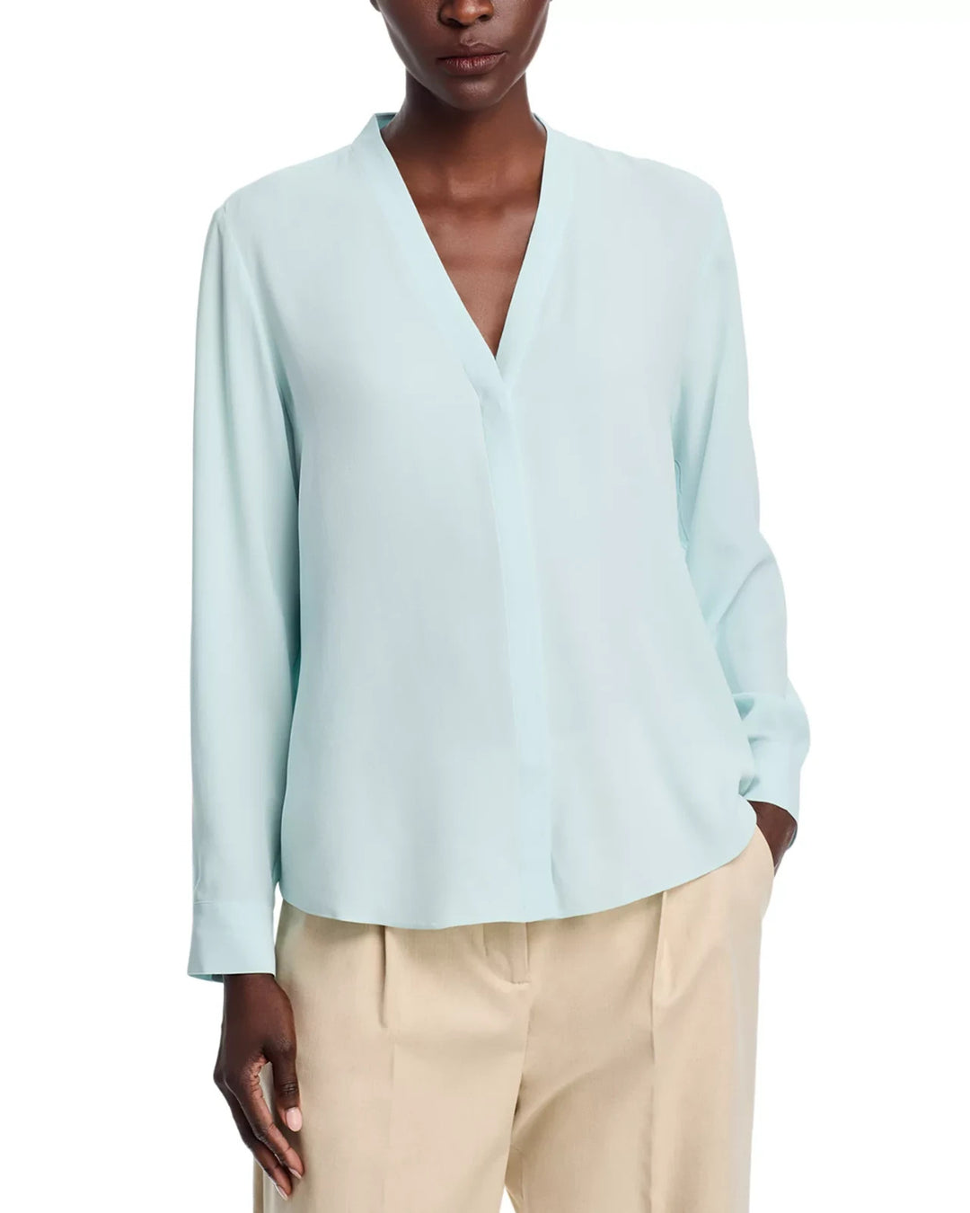Eileen Fisher Silk V Neck Shirt MSRP $278