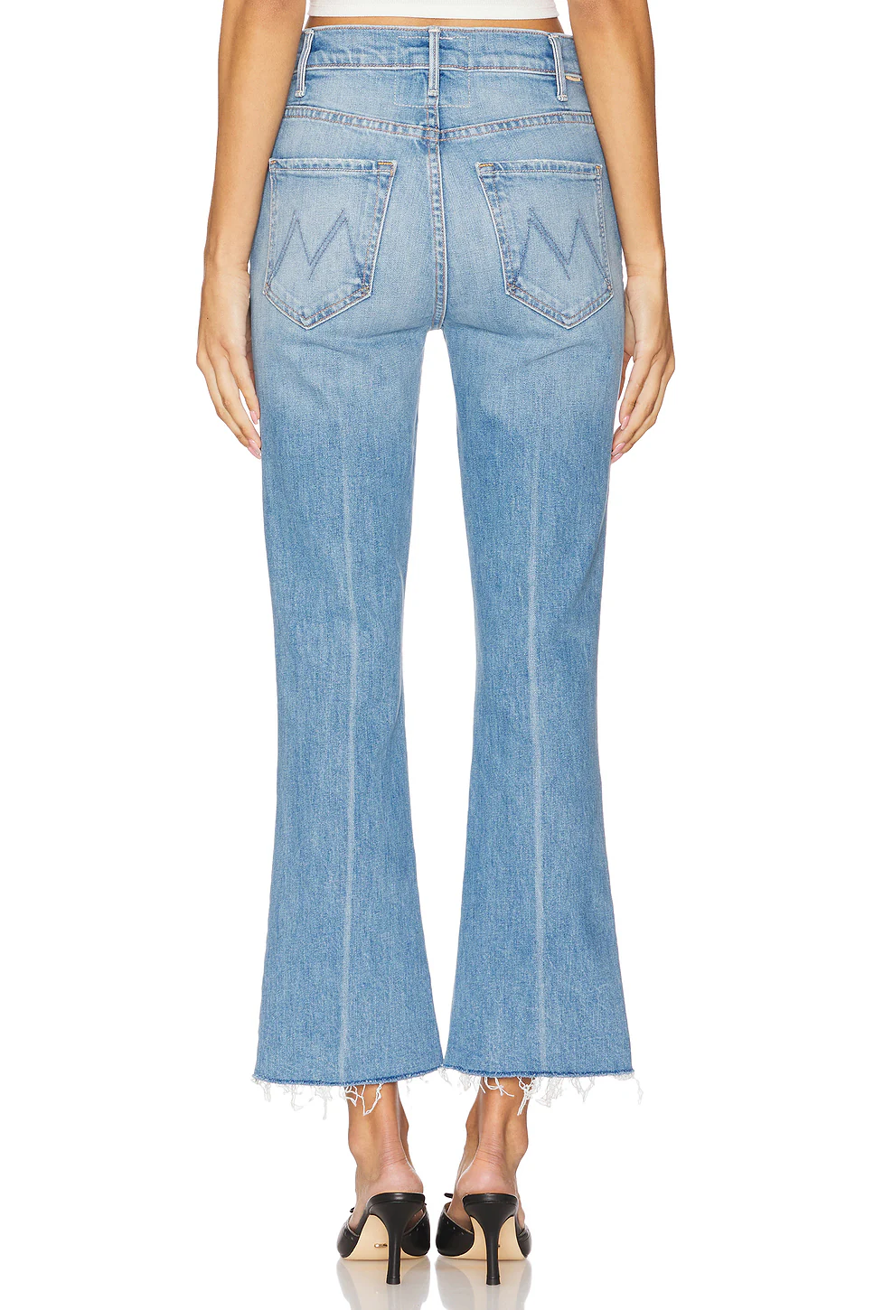 Mother the Hustler High Rise Frayed Flare Leg Ankle Jeans MSRP $268
