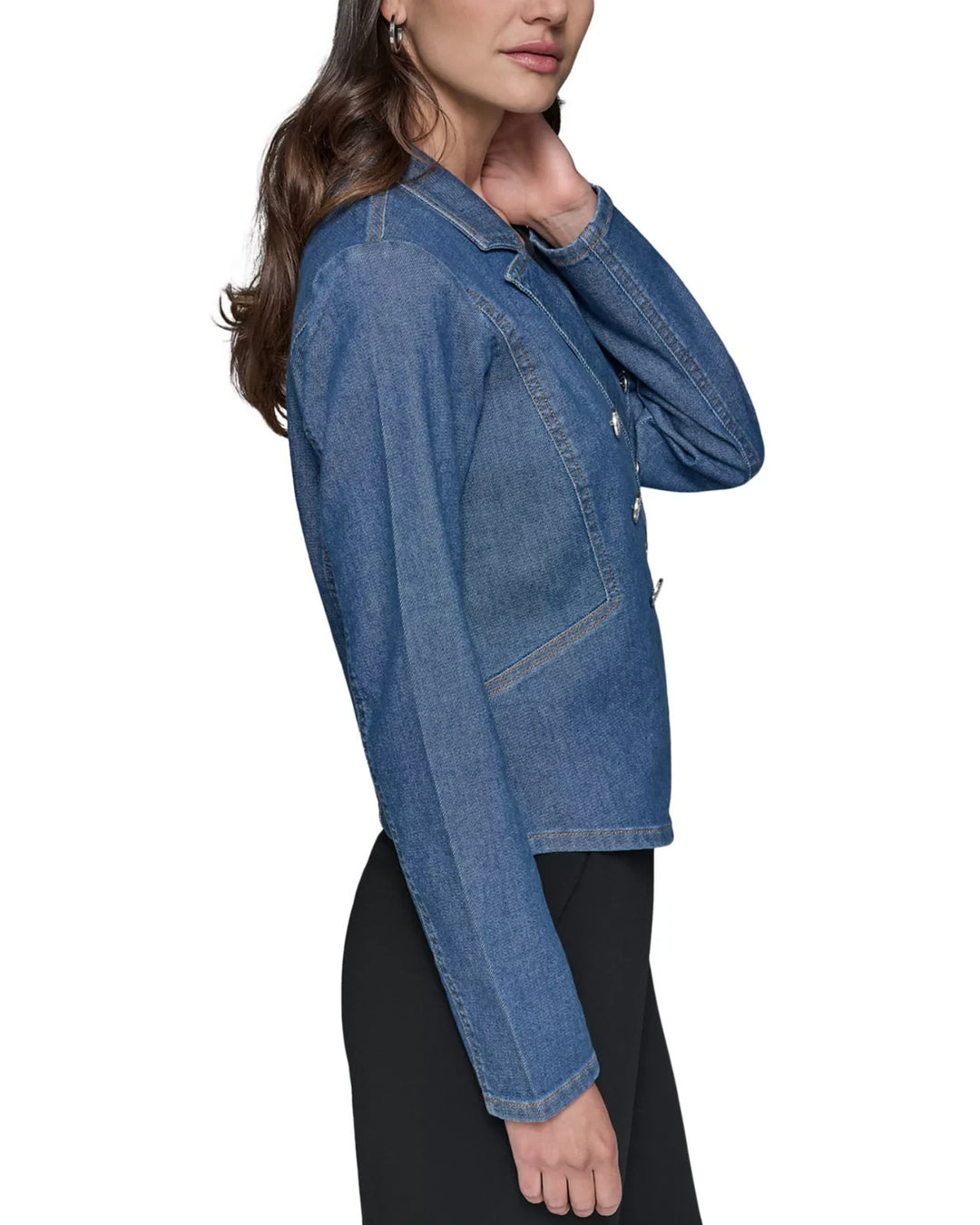 Karl Lagerfeld Paris Asymmetric Denim Blazer MSRP $179