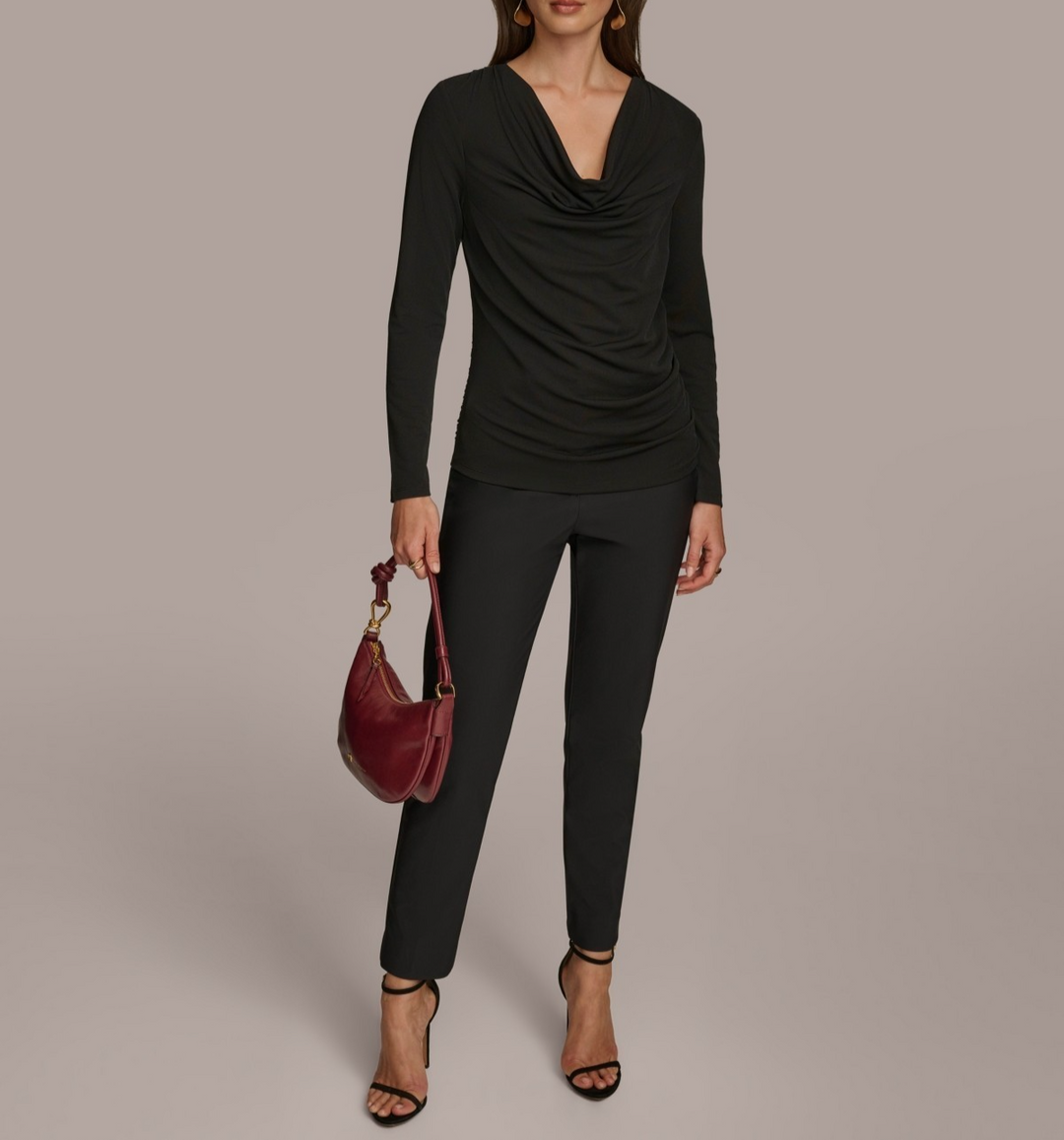 Donna Karan New York Donna Karan Women's Long-Sleeve Cowl-Neck Blouse MSRP $89