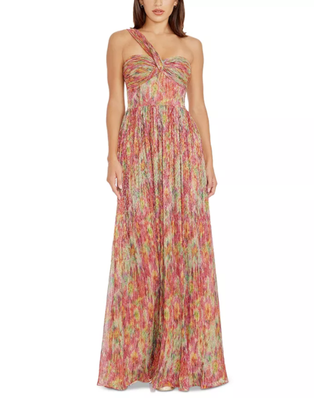 Dress the Population Idalia Printed Metallic Maxi Dress MSRP $348