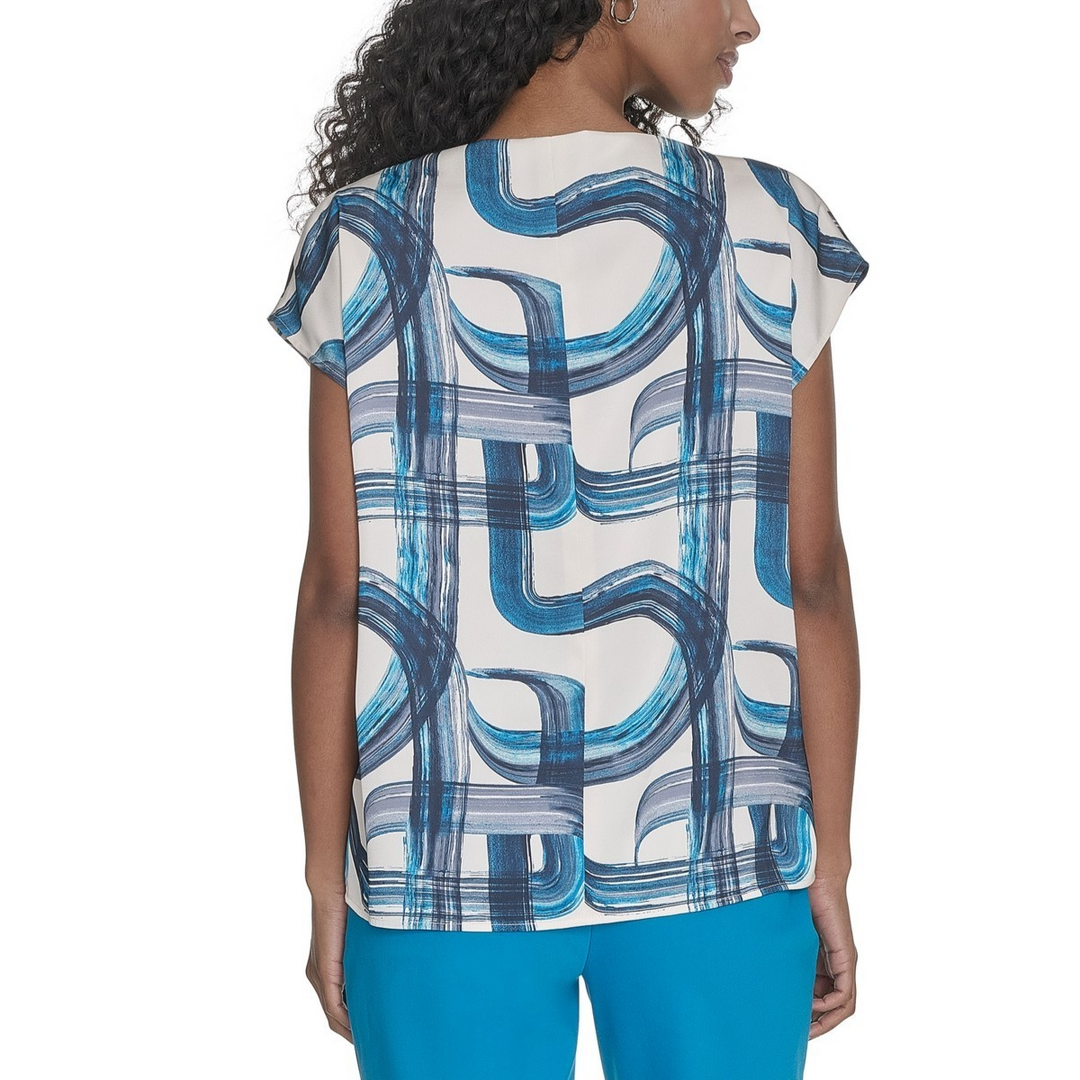 Calvin Klein Women's Printed Mock-Neck Top MSRP $59