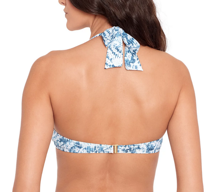 LAUREN RALPH LAUREN Printed Tie-Front Bikini Top MSRP $95  # U5 488 NEW