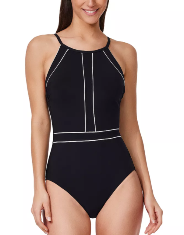 Profile by Gottex Contrast High Neck One Piece Swimsuit MSRP $160