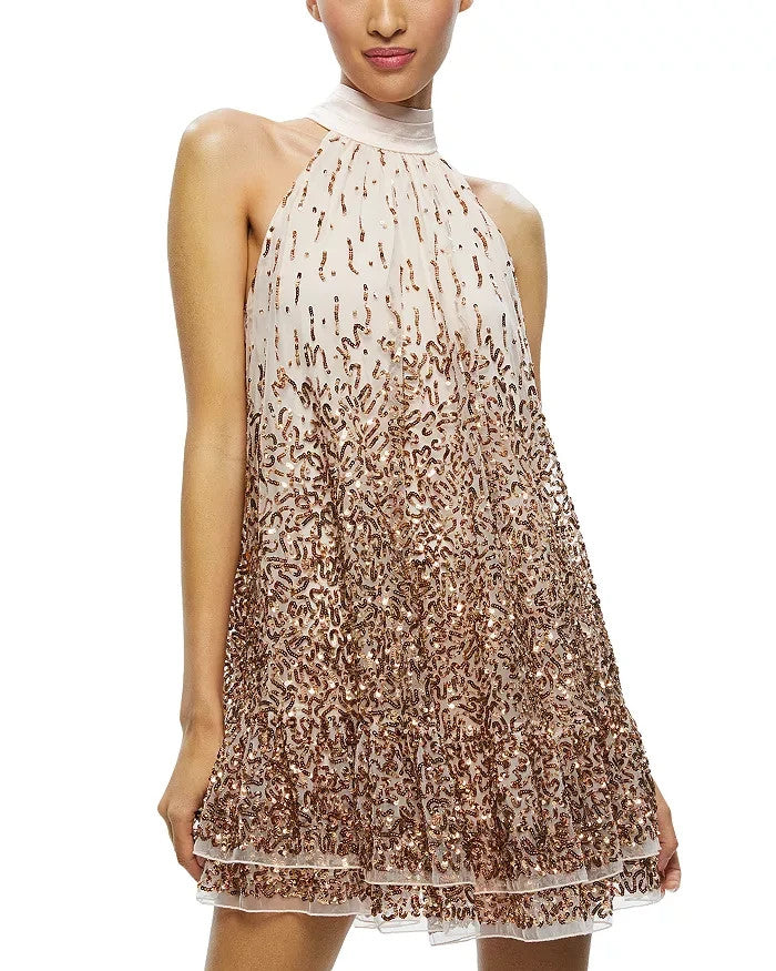 Alice and Olivia Zenon Embellished Mini Dress MSRP $1195