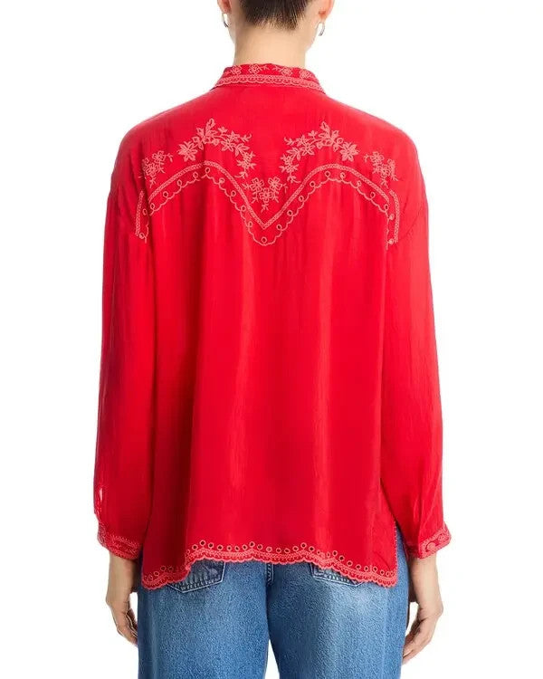 Johnny Was Western Audrey Collared Top MSRP $298