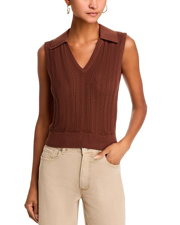 PAIGE Rossana V Neck Collared Vest MSRP $170