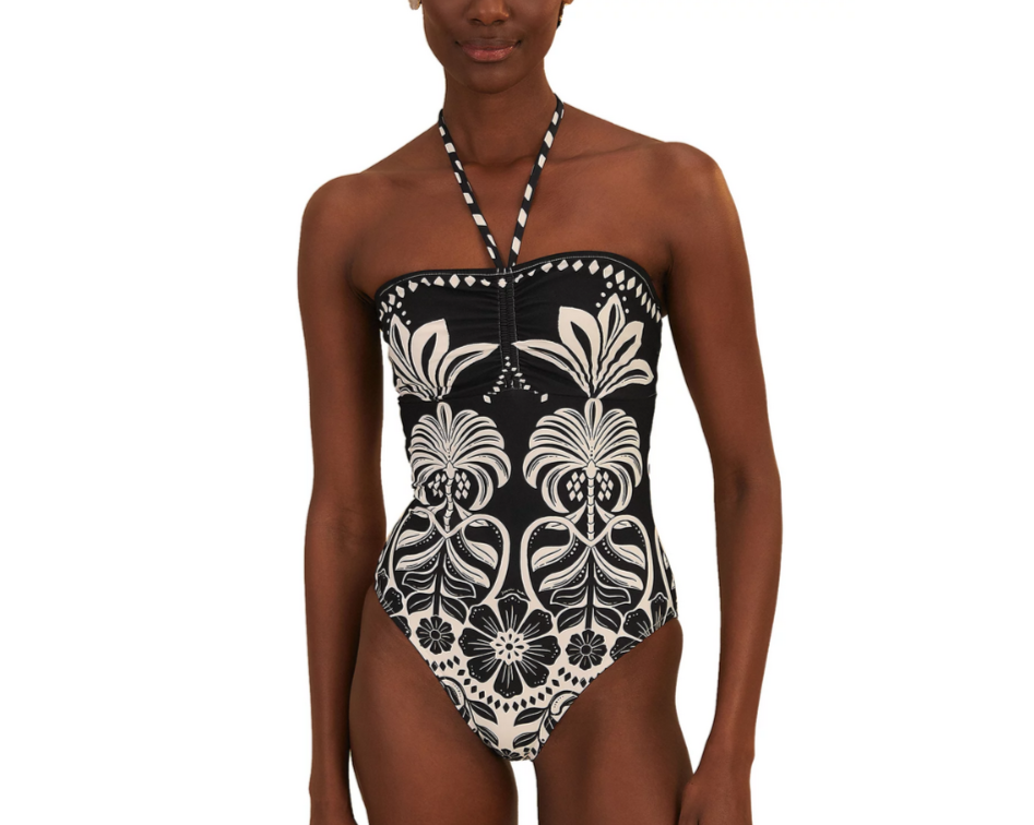 FARM Rio Flowers Leopard One Piece Swimsuit MSRP $210