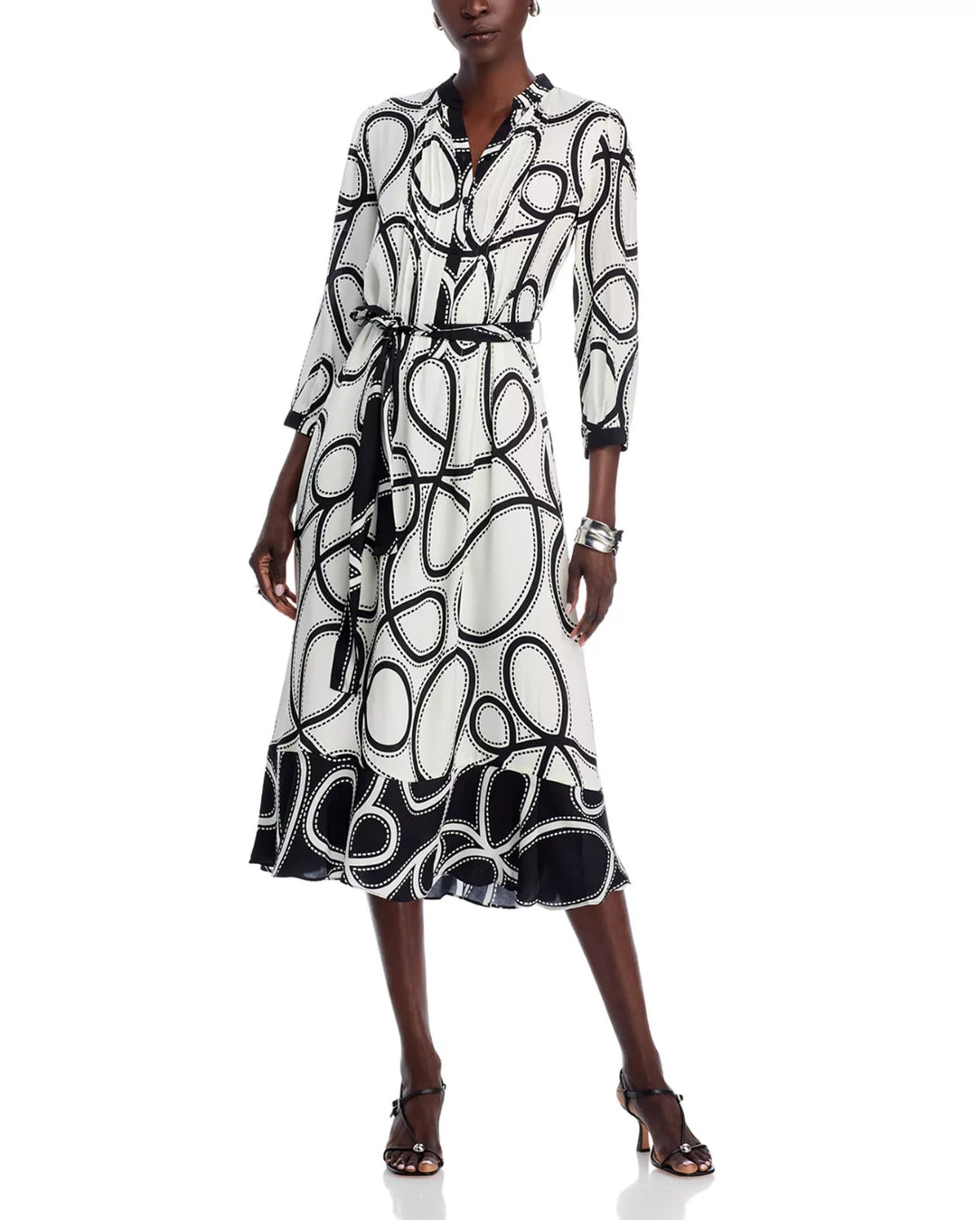 Elie Tahari The Mila Dotted Midi Dress MSRP $525