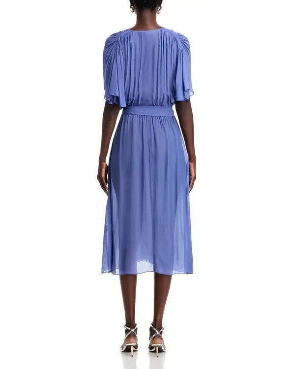 VANESSA BRUNO Edjie Belted Fit & Flare Dress MSRP $525