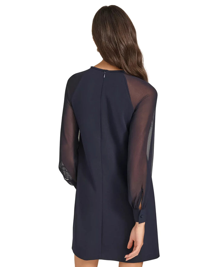 Calvin Klein Women's Crepe Chiffon-Sleeve Shift Dress MSRP $134