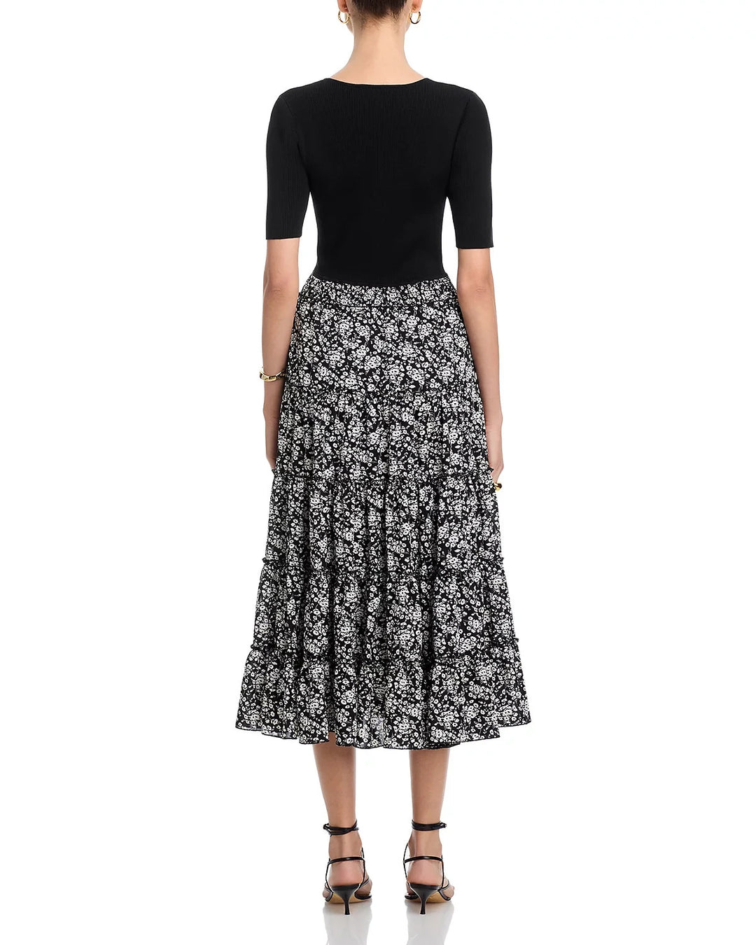 T Tahari Elbow Sleeve Scoop Neck Ribbed Dress MSRP $138