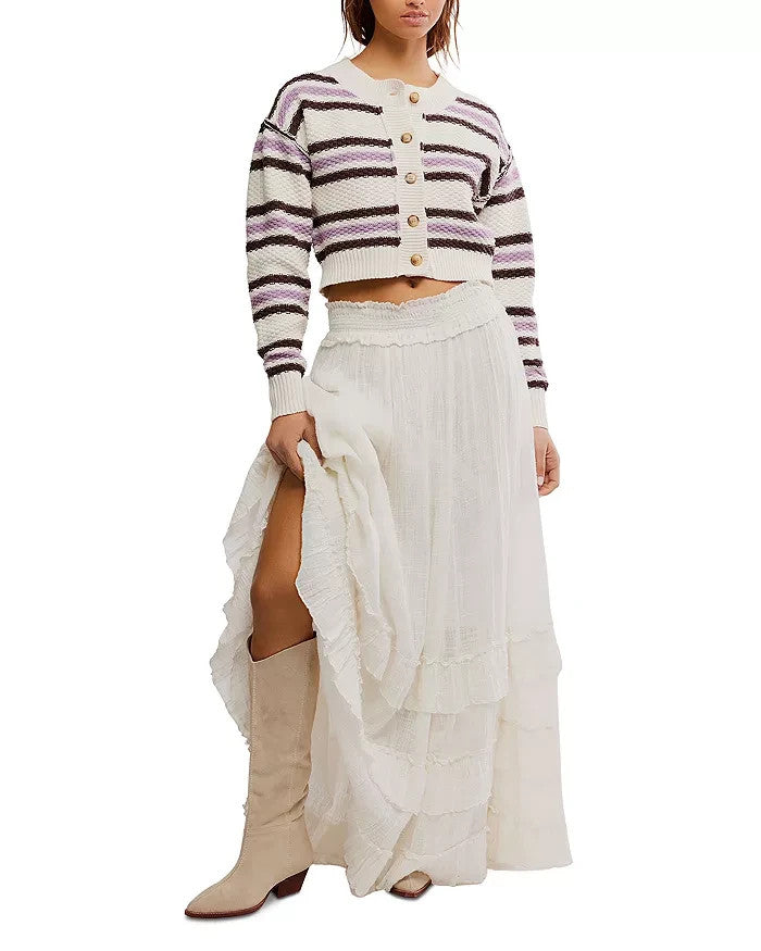 Free People Lila Striped Cardigan MSRP $108