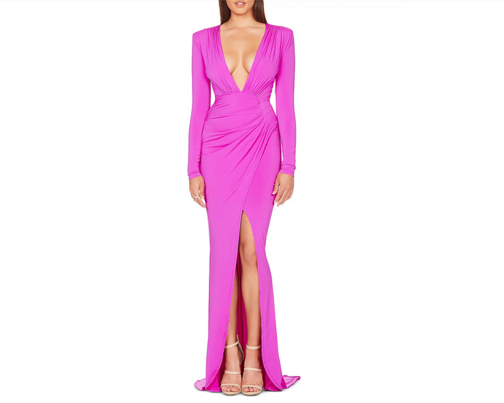 Nookie Farrah Plunge V Neck Gown MSRP $259