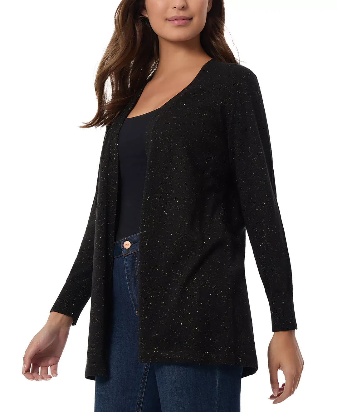 Jones New York Glitter Kissing-Front Open Cardigan MSRP $99