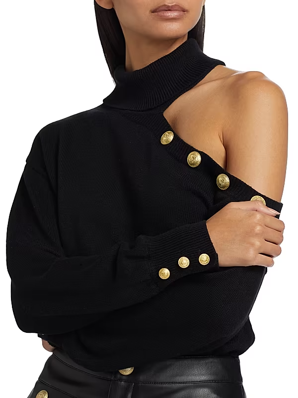 L'Agence Brixie One Shoulder Turtleneck Sweater MSRP $395