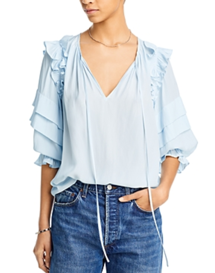 Ramy Brook Samira Ruffle Blouse MSRP $325