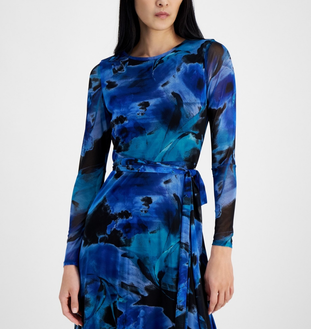 Anne Klein Printed Handkerchief-Hem Dress MSRP $139