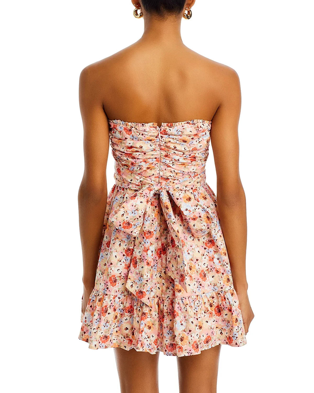 AQUA Floral Strapless Mini Dress MSRP $98