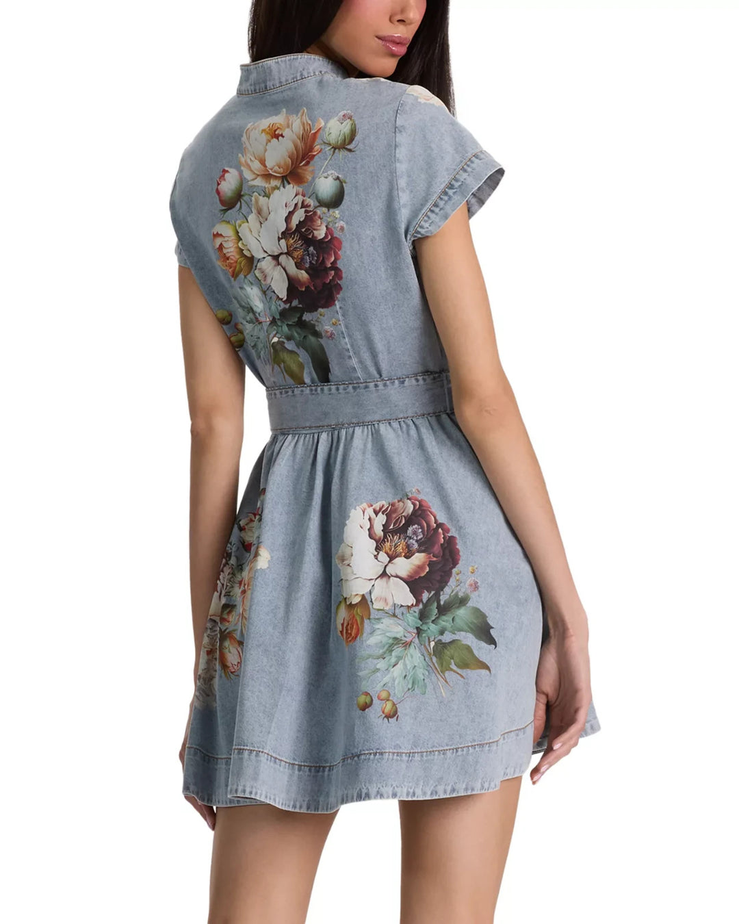 Alice and Olivia Lucy Denim Mini Shirt Dress MSRP $550