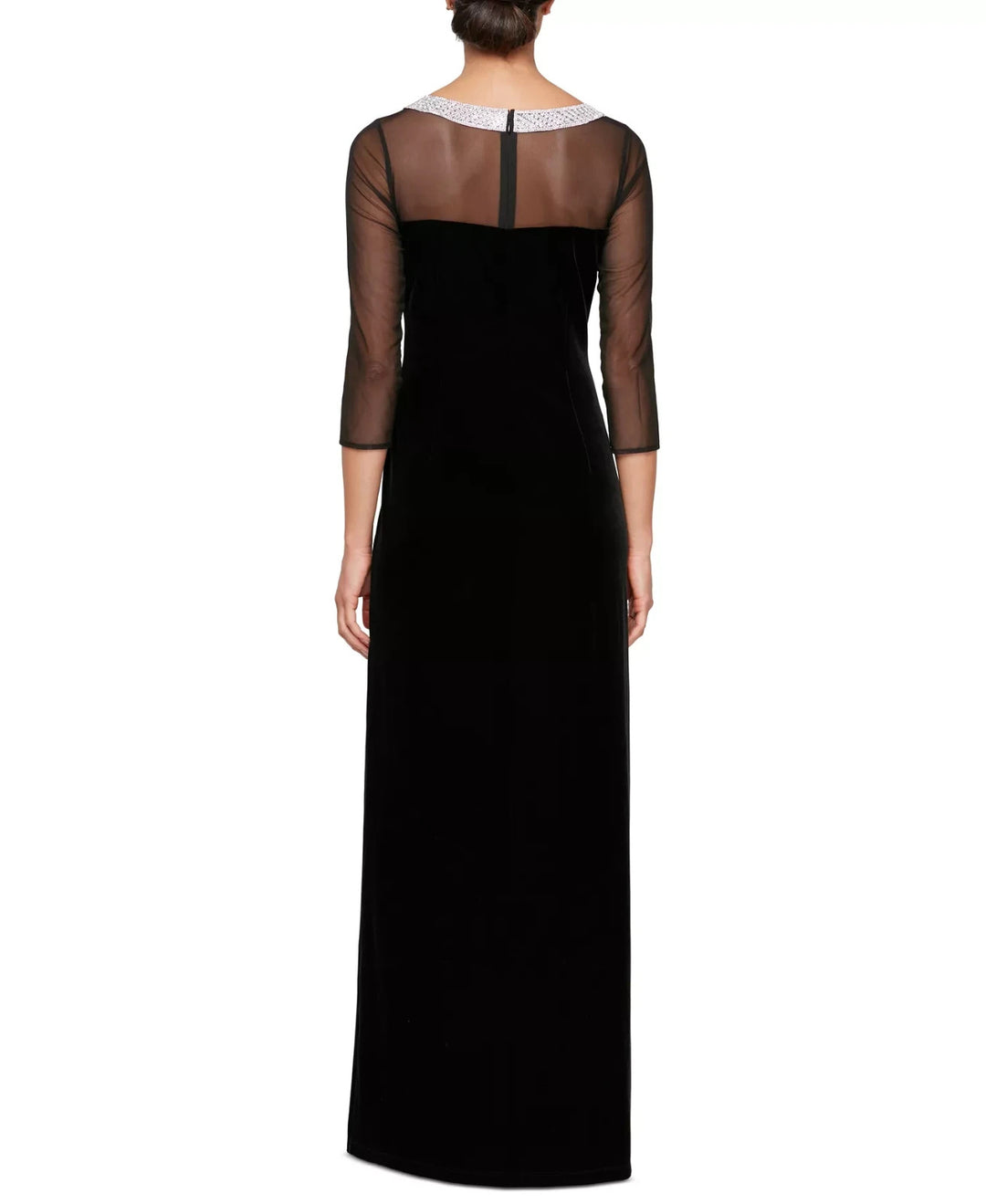 Alex Evenings Embellished Illusion-Neck Gown MSRP $209