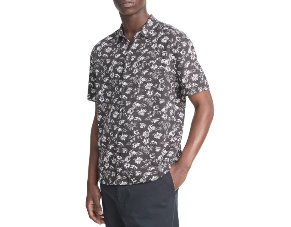 Vince Firework Floral Classic Fit Short Sleeve Shirt MSRP $225