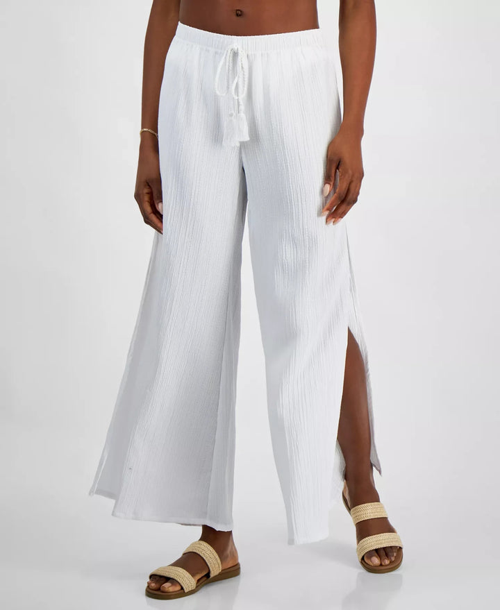 J Valdi Women's Cancun Wide-Leg Swim Cover-Up Pants MSRP $70