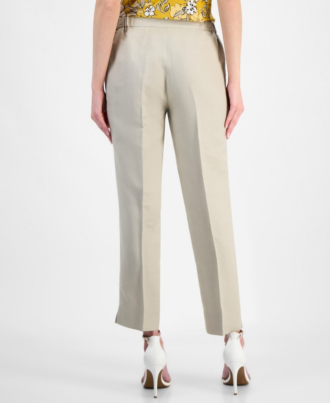 Kasper Women's Linen Mid-Rise Straight-Leg Ankle Pants MSRP $89