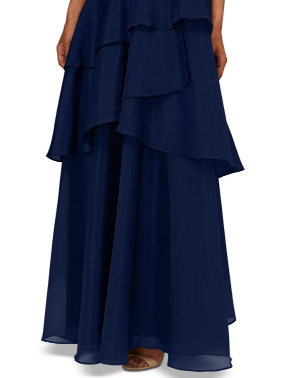 Aidan Mattox One Shoulder Tiered Gown MSRP $395