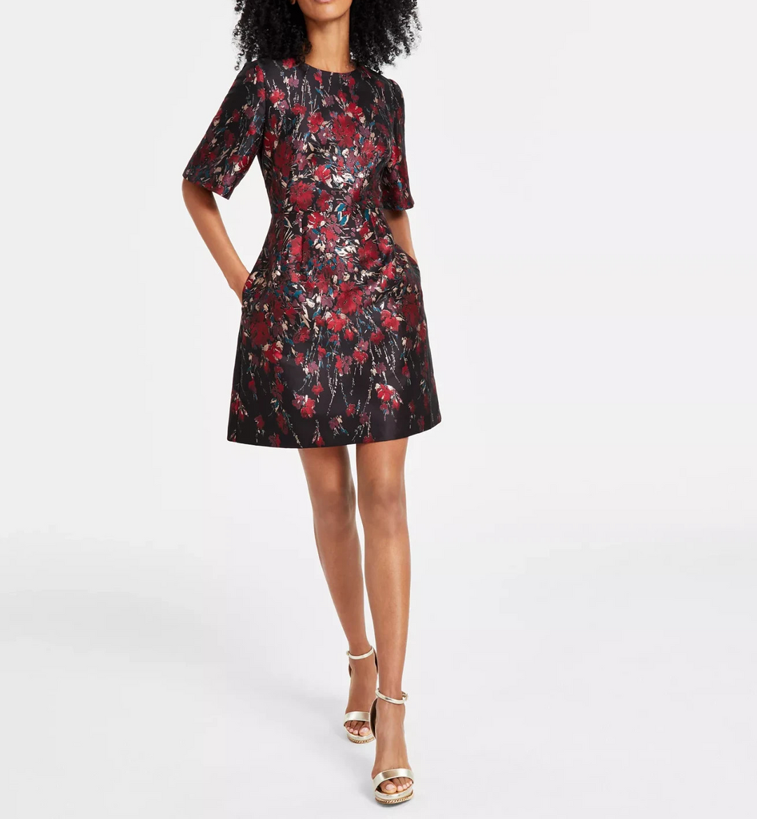 Vince Camuto Petite Brocade Fit & Flare Dress MSRP $178