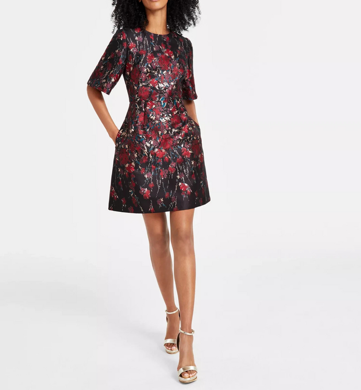Vince Camuto Petite Brocade Fit & Flare Dress MSRP $178