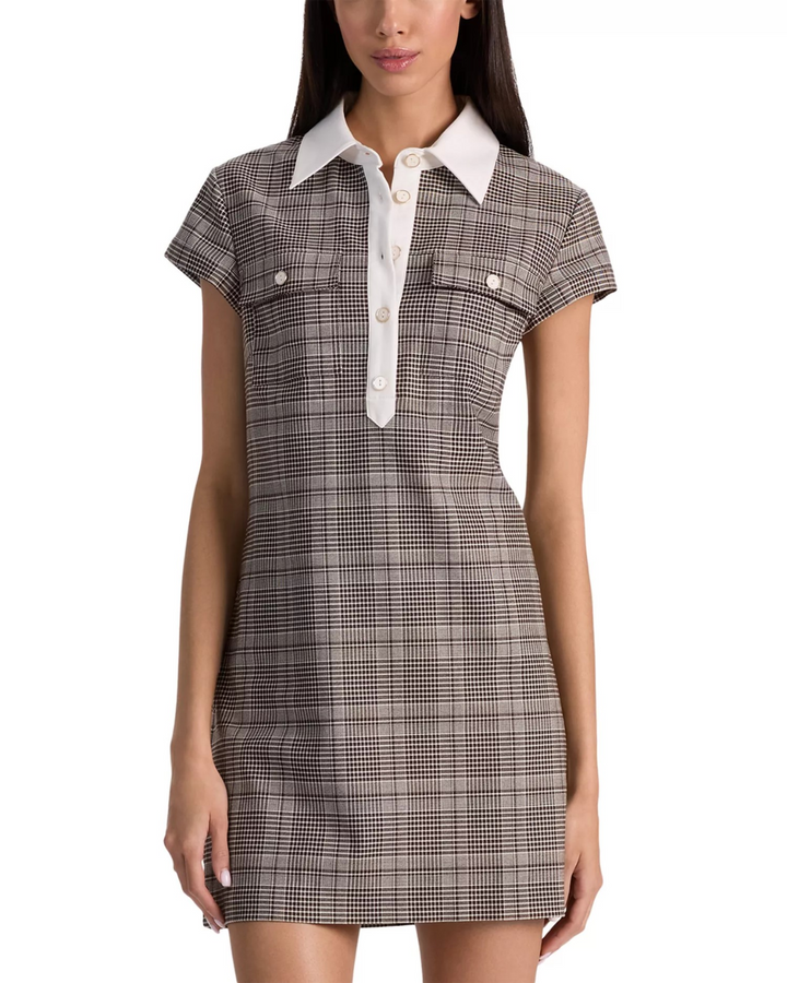 Alice and Olivia Darby Plaid Cap Sleeve Mini Dress MSRP $495