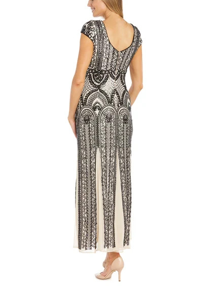 R & M Richards Women's Sequin-Design Cap-Sleeve Gown MSRP $199