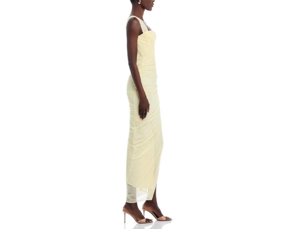 AQUA Ruched Mesh Dress MSRP $248