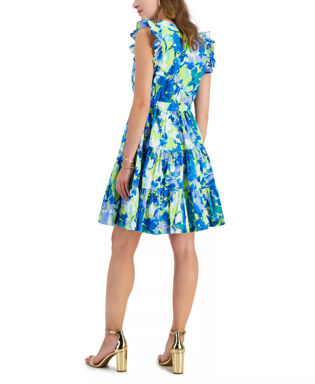 Taylor Women's Printed a-Line V-Neck Dress MSRP $65