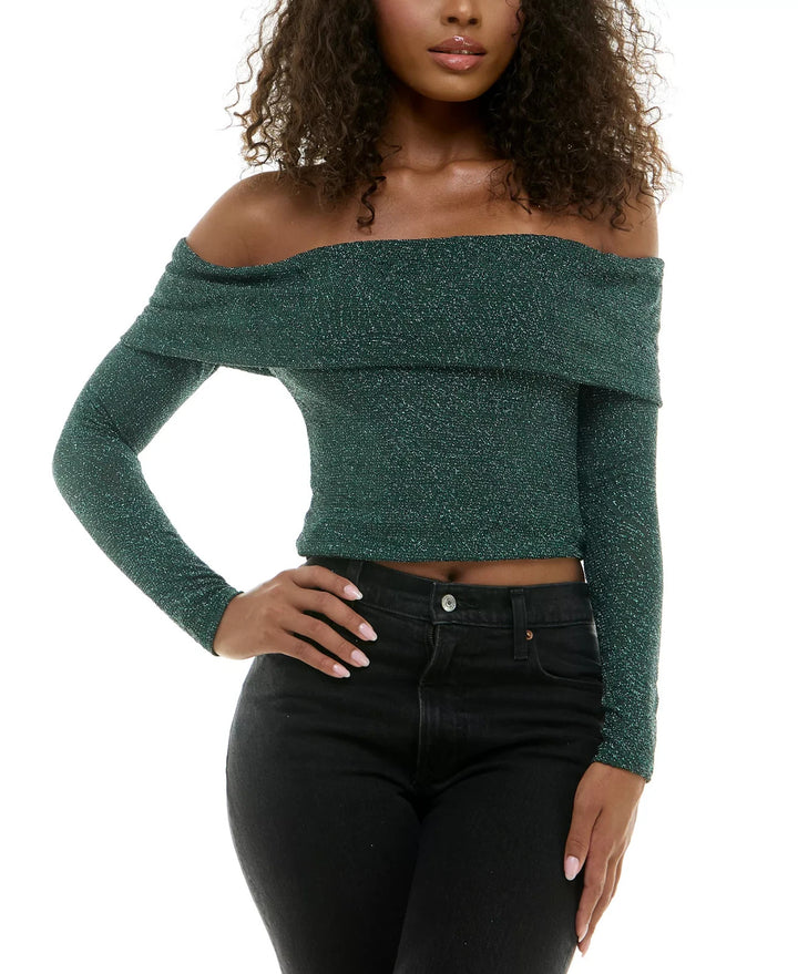 Alex & Sophia Juniors' Glitter Off-The-Shoulder Top MSRP $59