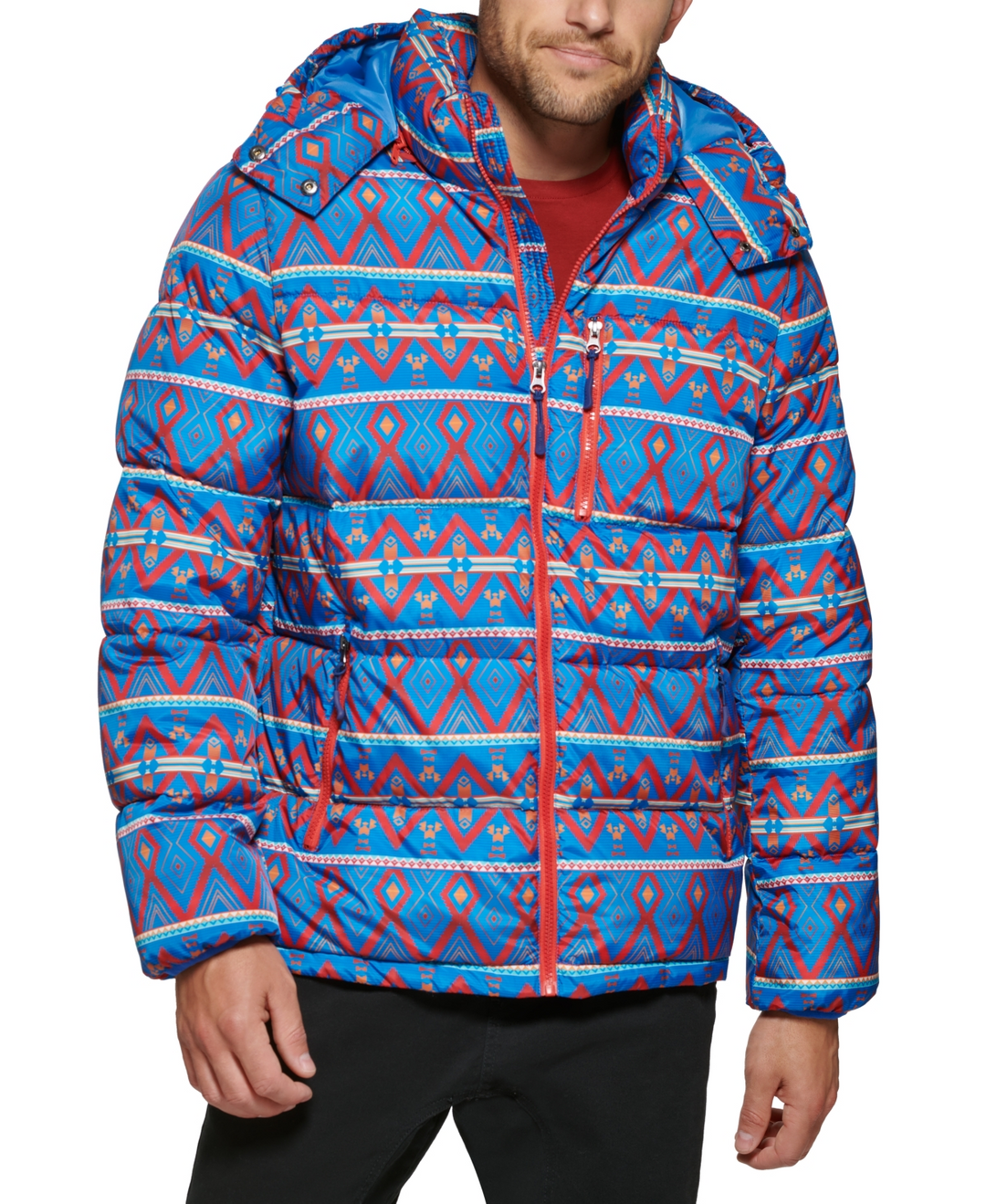 Club Room Men's Stretch Hooded Puffer Jacket MSRP $150